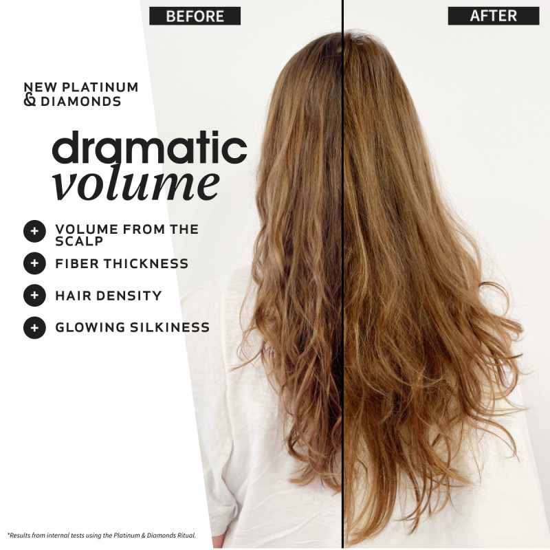 Edición Exclusiva de nuestro Ritual Platinum & Diamonds para aportar volumen al cabello Platinum & Diamonds